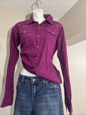 Twenty X Y2K Purple & Sliver Pinstripe Bling Button Down Western Shirt